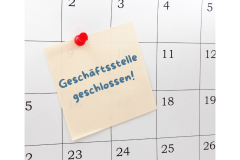 2. September: Geschäftsstellen geschlossen