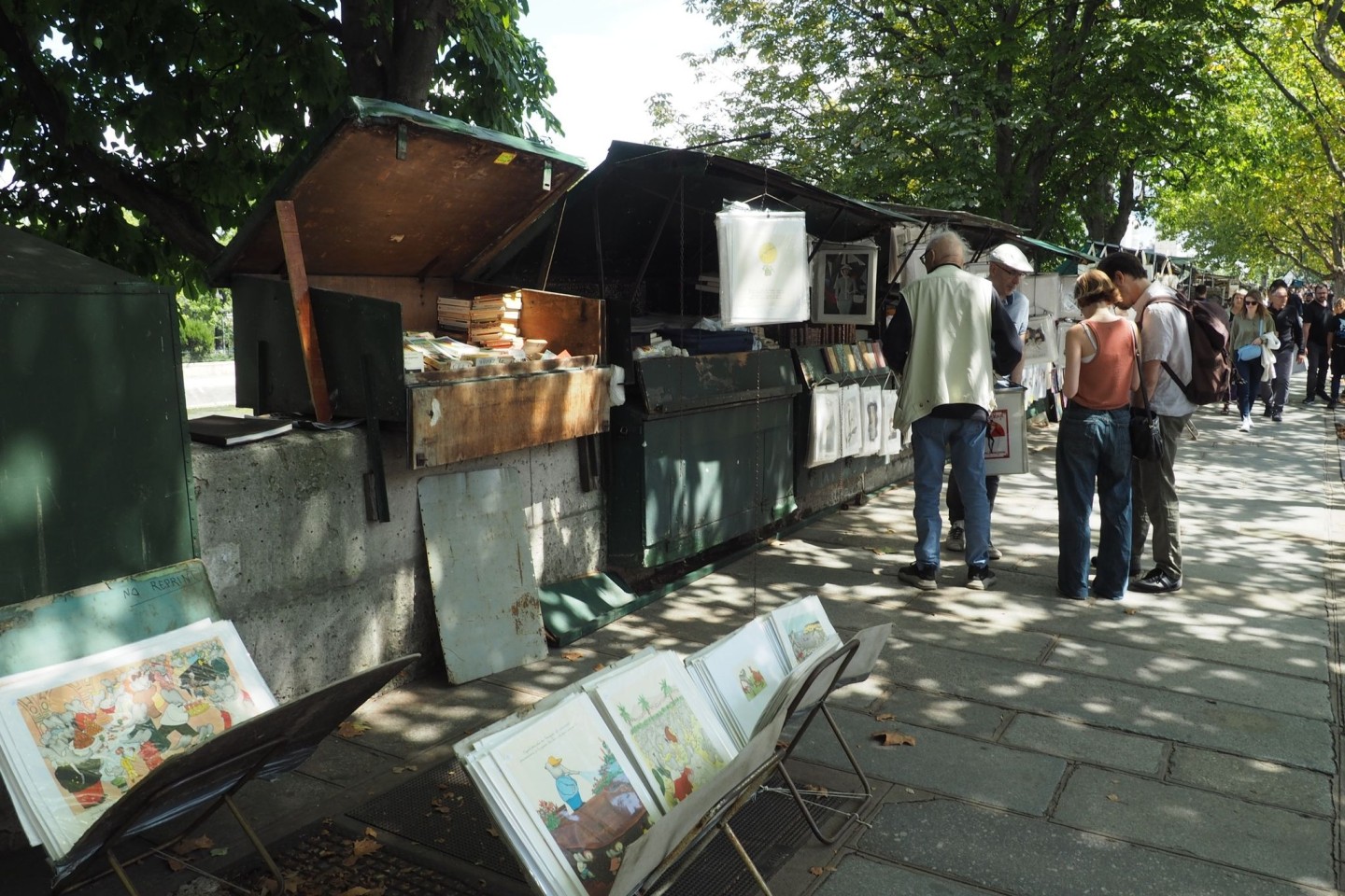 Die Bücherstände am Ufer der Seine sind ein Wahrzeichen von Paris.